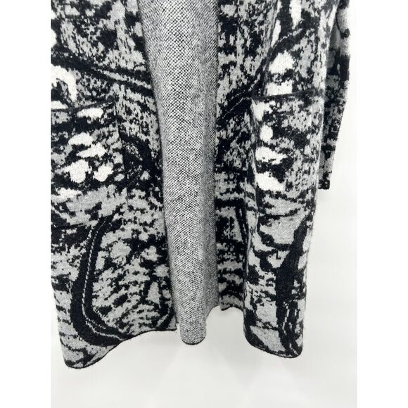 Elena Wang Snake Print Knit Cardigan Open Front Gray/Black Size Small Pockets - Picture 5 of 9